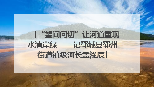 “望闻问切”让河道重现水清岸绿——记郓城县郓州街道镇级河长孟泓辰