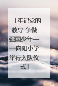 牢记党的教导 争做强国少年——向阳小学举行入队仪式