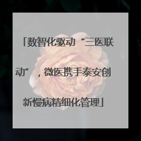 数智化驱动“三医联动”，微医携手泰安创新慢病精细化管理