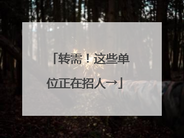 转需！这些单位正在招人→