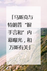 马斯克与特朗普“握手言和”内幕曝光，和万斯有关