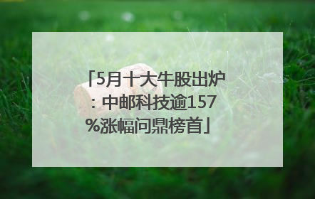 5月十大牛股出炉：中邮科技逾157%涨幅问鼎榜首